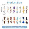 32Pcs 16 Styles Natural Mixed Gemstone Chip Connector Charms PALLOY-FH00095-2