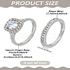1 Set Zinc Alloy Glass Finger Rings Sets for Women RJEW-LP0001-25-2