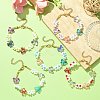 Flower & Butterfly Glass Beaded Bracelet with 304 Stainless Steel Clasps BJEW-JB09585-2
