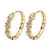 Brass with Clear Cubic Zirconia Hoop Earrings EJEW-B035-22KCG-1