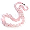 Natural Rose Quartz Rondelle Graduated Beaded Necklaces for Women Men NJEW-K388-02M-1