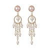 Shell Pearl Beaded Tassel Chandelier Earrings EJEW-TA00218-1