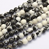 Natural Black Zebra Jasper Beads Strands G-G697-F02-6mm-1
