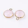 Golden Tone Brass Glass Flat Round Charms GLAA-M003-A-13G-2