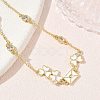 Brass Pave Clear Cubic Zirconia Clover Envelope Link Bracelets KK-CBA6980-18G-2