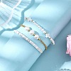 3Pcs 3 Styles Shell Pearl Beaded Stretch Bracelets & Brass Rolo Chains Bracelets & Natural Cultured Freshwater Pearl Beaded Braided Bead Bracelets for Women BJEW-JB12786-1