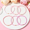 Pink Color Palette Glass Seed Beaded Stretch Bracelet Sets BJEW-MZ00102-2