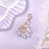 Star Copper Wire Wrapped Synthetic Moonstone Pendant Decorations HJEW-JM03027-4