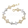 Brass Micro Pave Clear Cubic Zirconia Link Chain Bracelets for Women BJEW-C156-06C-PG-4