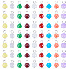 90Pcs 9 Colors Baking Paint Imitation Jade Glass Round Bead with Iron Pendants PALLOY-TAC0281-2