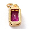 Real 18K Gold Plated Brass Inlaid Cubic Zirconia Charms X-ZIRC-L100-075G-04-3