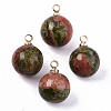 Natural Unakite Charms G-N332-024G-15-1