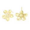 Brass Pave Clear Cubic Zirconia Stud Earring Findings KK-F875-05G-2