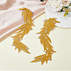 2 Pairs 2 Colors Polyester Metallic Thread Embroidery Leaf Appliques DIY-FH0005-82-5