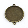 Tibetan Style Alloy Flat Round Cabochon Connector Settings TIBE-Q038-001F-AB-NR-1