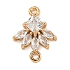 Brass Pave Clear Cubic Zirconia Connector Charms ZIRC-U004-02G-01-1