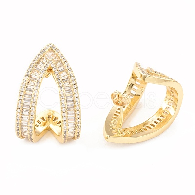 Clear Cubic Zirconia Triangle Stud Earrings EJEW-L231-74G-1