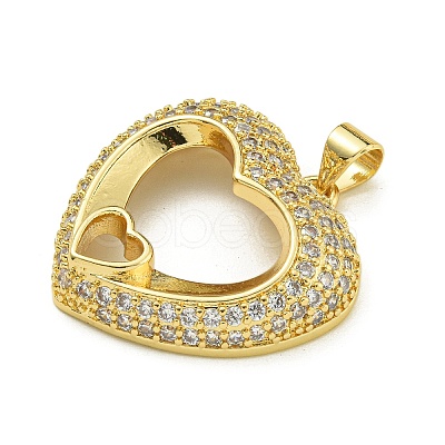 Rack Plating Brass Micro Pave Clear Cubic Zirconia Pendants KK-Z067-11G-1