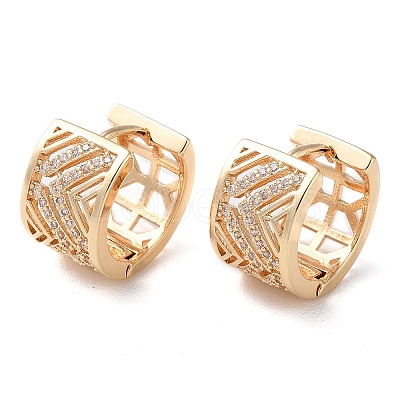 Rack Plating Brass Micro Pave Cubic Zirconia Thick Hoop Earrings EJEW-P238-08KCG-1