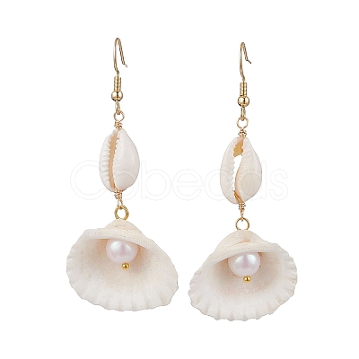 304 Stainless Steel Shell Shape Dangle Earrings EJEW-JE06265-01-1