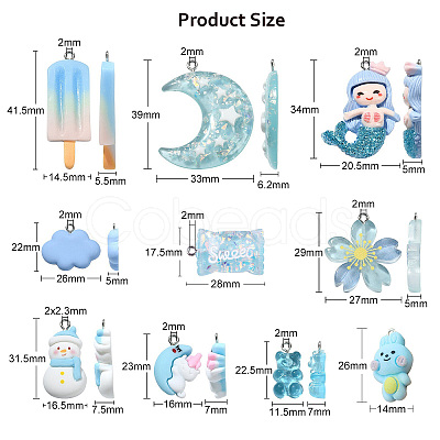 30Pcs 10 Styles Opaque & Transparent Resin Pendants RESI-CJ0003-02-1