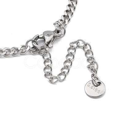 304 Stainless Steel Micro Pave Clear Cubic Zirconia Ring Pendant Twisted Chain Lariat Necklaces NJEW-P318-01P-1