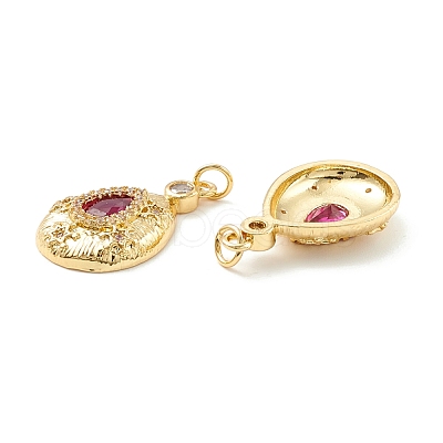 Rack Plating Brass Micro Pave Clear & Violet Cubic Zirconia Pendants KK-D073-21G-1