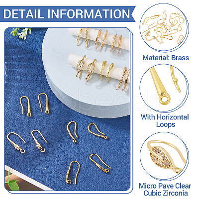 20Pcs 10 Styles Brass Earring Hooks KK-TA0002-46-1