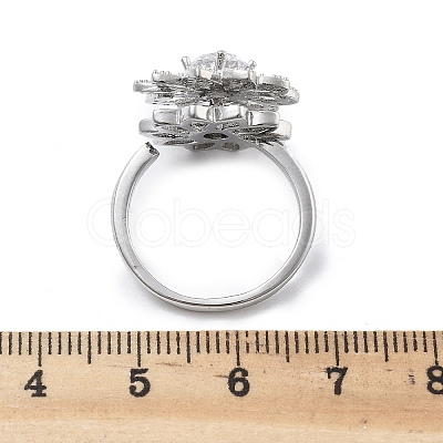 Sunflower Rotatable Open Cuff Rings for Women RJEW-S402-09P-1