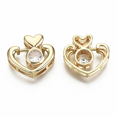 Brass Micro Pave Clear Cubic Zirconia Slide Charms KK-S356-213G-NF-1