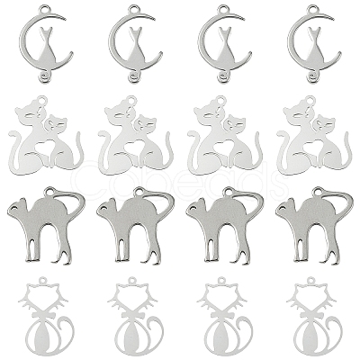 40Pcs 4 Styles 201 Stainless Steel Pendants STAS-YW0002-62P-1