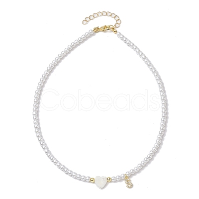Brass Micro Pave Grade AAA Cubic Zirconia Letter Pendant Necklaces NJEW-JN04771-19-1