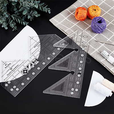 2Pcs 2 Style Acrylic Quilting Rulers DIY-AR0002-56-1