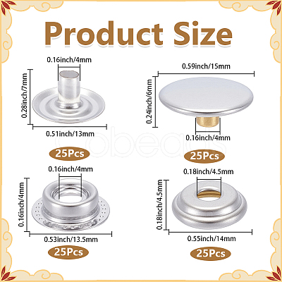 1Bag Brass Snap Buttons KK-GF0001-25P-1
