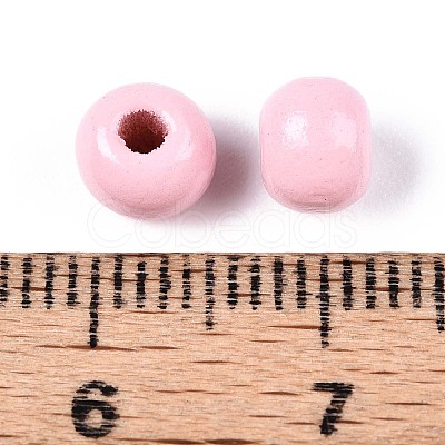 Spray Painted Round Natural Schima Wood Beads WOOD-A018-6mm-05-1
