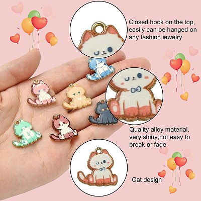 16Pcs 8 Styles Alloy Enamel Pendants ENAM-CJ0004-93-1