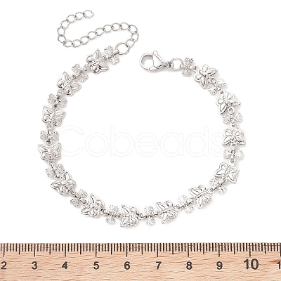 Brass Butterfly Link Chains Bracelets for Women BJEW-JB13509-1