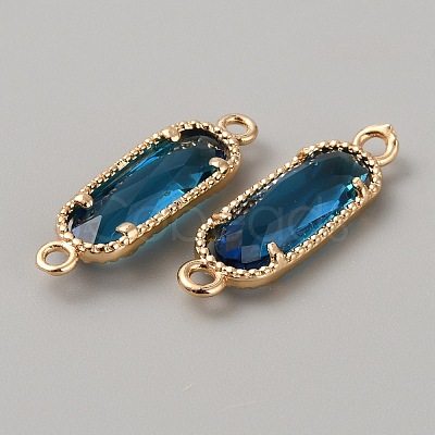 Golden Plated Brass Pave Glass Connector Charms FIND-WH0110-728G-07-1