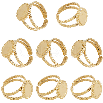 8Pcs 304 Stainless Steel Open Cuff Ring Settings RJEW-BBC0001-25-1