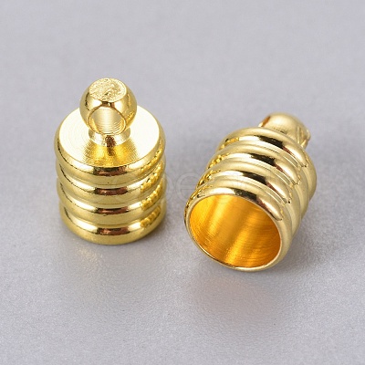 Brass Cord Ends X-KK-D218-9x6-G-1