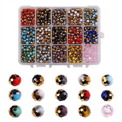 1710~1770Pcs 15 Colors Electroplate Glass Beads EGLA-SZ0001-03-1