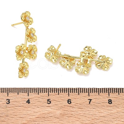 Brass Micro Pave Cubic Zirconia Stud Earrings for Women EJEW-A167-24G-1