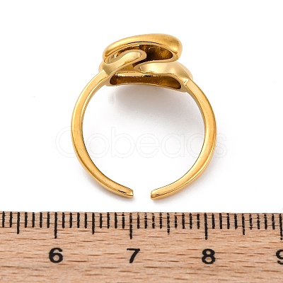 304 Stainless Steel Open Cuff Rings for Women RJEW-M060-01G-19-1