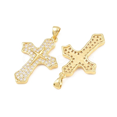 Brass Micro Pave Clear Cubic Zirconia Pendants CU-CBA7E9C-12B-G-1