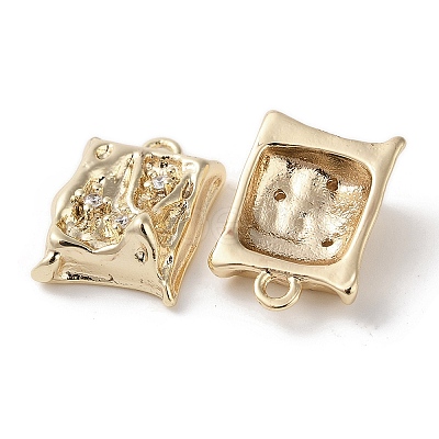 Brass Micro Pave Clear Cubic Zirconia Pendants KK-G491-19G-1