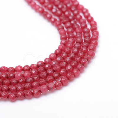 Faceted Round Dyed Natural White Jade Bead Strands X-G-R344-3mm-12-1