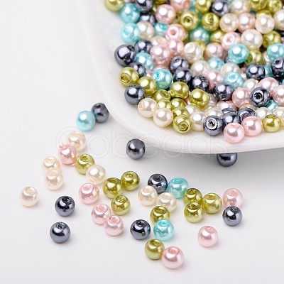 Pastel Mix Pearlized Glass Pearl Beads HY-X006-4mm-12-1