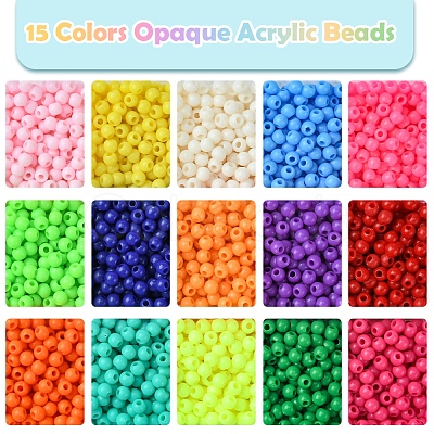 120G 15 Colors Opaque Acrylic Beads SACR-FS0001-28-1