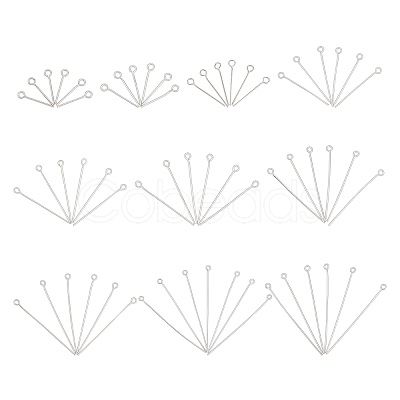 1000Pcs 10 Style 304 Stainless Steel Eye Pins STAS-UN0024-72-1