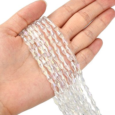 Electroplate Glass Beads Strands EGLA-R020-8x4mm-13-1
